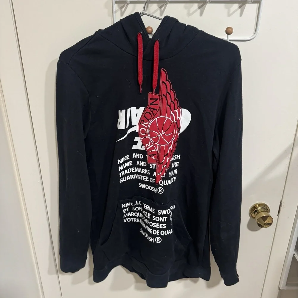 Nike Jordan Hoodie Men Medium Black 1985 Pullover Air Wings Swoosh Jumpman